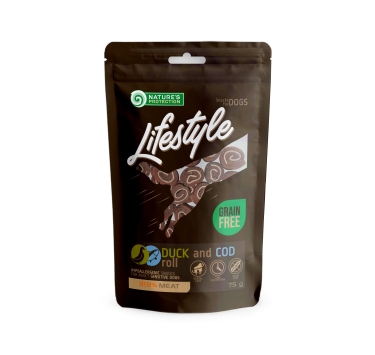 Ласощі для собак, рулети з качки і тріски, Nature's Protection Lifestyle snacks for dogs, duck and cod rolls, 75г