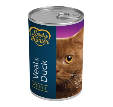 Вологий корм для дорослих котів з телятиною і качкою Lovely Hunter Adult Veal and Duck 400 г