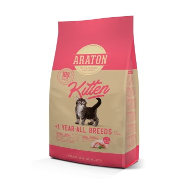 Повноцінний сухий корм для кошенят ARATON kitten 1,5кг