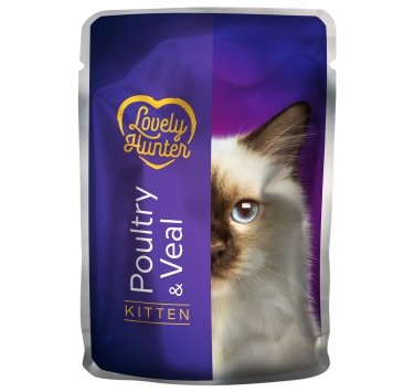 Вологий корм для кошенят з м'ясом птиці і телятиною Lovely Hunter Kitten with Poultry and Veal 85 г