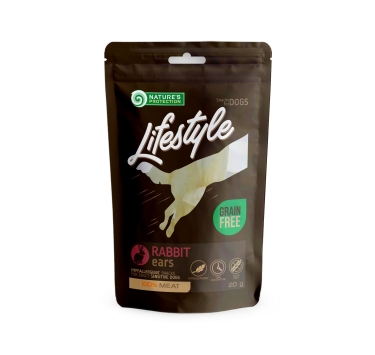 Ласощі для собак, сушені кролячі вуха, Nature's Protection Lifestyle snacks for dogs, dried rabbit ears, 20г