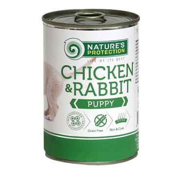 Вологий корм для цуценят всіх порід з курятиною та кролятиною Nature's Protection Puppy chicken &amp; rabbit 800г