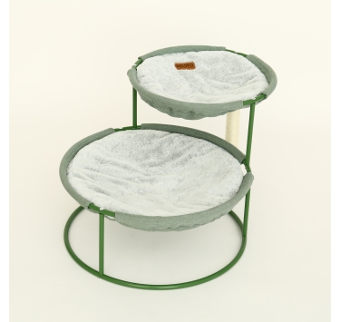 Подвійний лежак для домашніх тварин MISOKO Pet bed, round, double, steel frame, 70x50x40 cm, light green