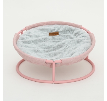 Складаний лежак для домашніх тварин MISOKO Pet bed round plush, 45x45x22 cm, pink