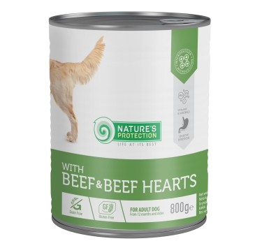 Nature's Protection Adult Beef &amp; Beef Hearts Вологий корм для собак з яловичиною і яловичим серцем, 800 г