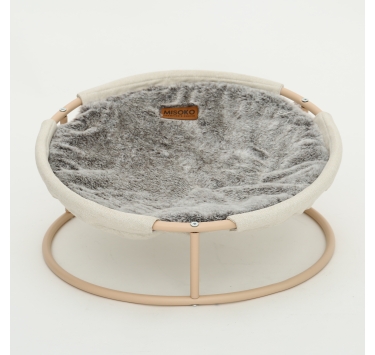 Складаний лежак для домашніх тварин MISOKO Pet bed round plush, 45x45x22 cm, dark brown coat