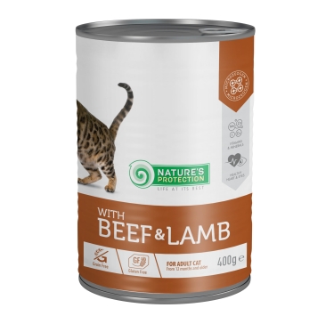 Вологий корм для дорослих котів з яловичиною та ягням Nature's Protection with Beef &amp; Lamb 400 г