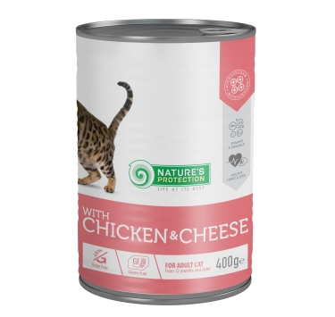 Вологий корм для дорослих котів з куркою і сиром Nature's Protection with Сhicken &amp; Сheese 400 г