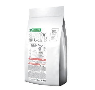 Nature's Protection Superior Care White Dogs Grain Free Salmon Starter All Breeds Сухий беззерновий корм (стартер) для цуценят усіх порід з лососем, 17 кг