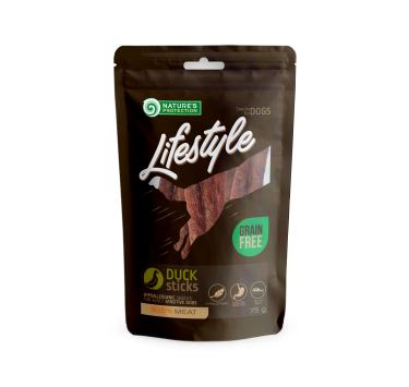 Ласощі для собак, сушена качка, смужки, Nature's Protection Lifestyle Snack For Dogs Duck Sticks 75г