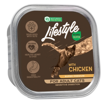Вологий корм для дорослих котів з чутливим травленням з куркою Nature's Protection Lifestyle Sensitive Digestion with chicken 85 г