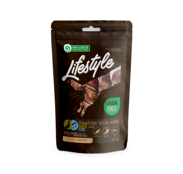 Ласощі для собак, роли з качки і тріски, Nature's Protection Lifestyle Snack For Dogs Rawhide Sticks With Duck And Cod Rolls 75г