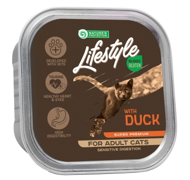 Вологий корм для дорослих котів з чутливим травленням з качкою Nature's Protection Lifestyle Sensitive Digestion with duck 85 г