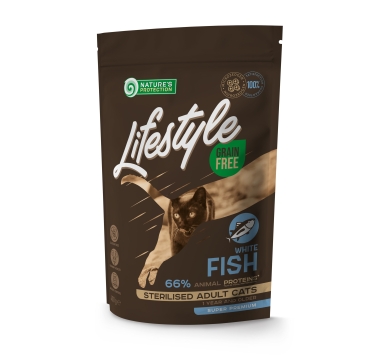 Сухий беззерновий корм для стерилізованих кішок з білою рибою Nature's Protection Lifestyle 400 г