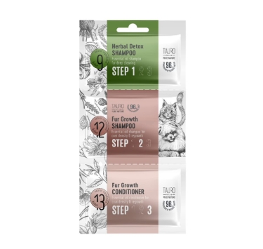 Набір пробників шампунів та кондиціонерів для собак та котів Tauro Pro Line Pure Nature Herbal Detox + Fur Growth sample set
