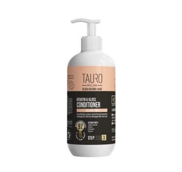 Кератиновий кондиціонер для шерсті собак та котів TAURO PRO LINE Ultra Natural Care Keratin &amp; Gloss Conditioner, 400 мл