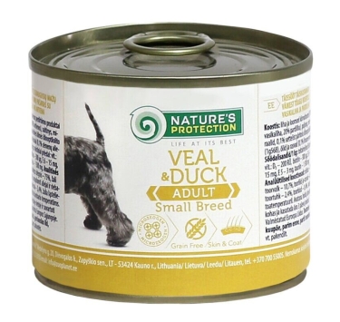 Вологий корм для дорослих собак малих порід з телятиною та качкою Nature's Protection Adult small breed Veal &amp; Duck 200г