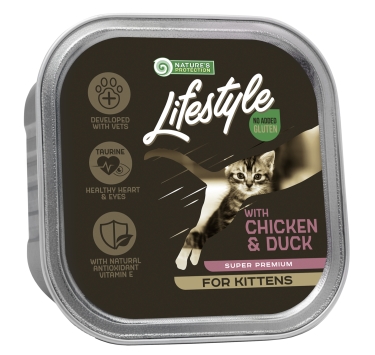 Вологий корм для кошенят з куркою та качкою Nature's Protection Lifestyle Kitten with chicken and duck, 85 г