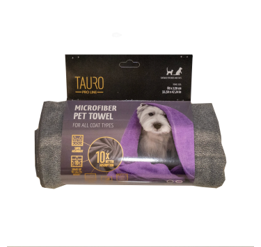 Рушник для домашніх тварин з мікрофібри Tauro Pro Line, grey 80*120 cm