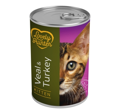 Вологий корм для кошенят з телятиною і індичкою Lovely Hunter Kitten Veal and Turkey 400 г