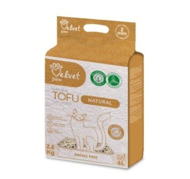 Наповнювач для туалетів Velvet Paw TOFU без запаху, 6л 2,6 кг