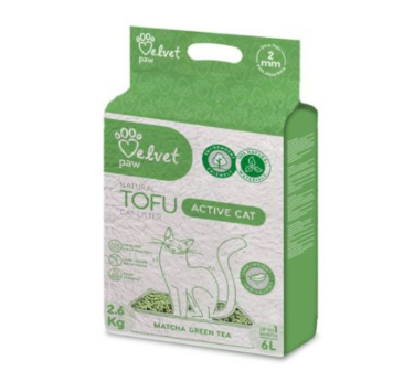 VELVET PAW TOFU наповнювач для котячих туалетів для активних котів, з екстрактом зеленого чаю матчу, гранули 2 мм, 2,6 кг 6 л