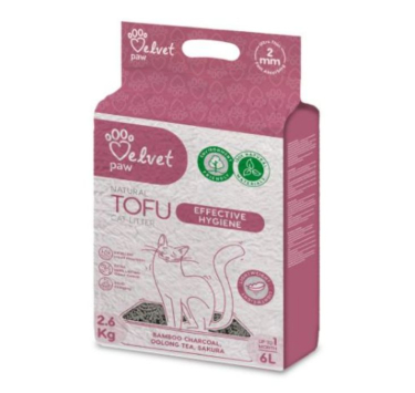 Наповнювач туалетів для котів Velvet Paw TOFU з бамбуковим вугіллям, 6л 2,6 кг