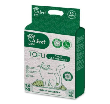 VELVET PAW TOFU Наповнювач для котів "Заспокійлива чистота", з есенцією весняних квітів, гранули 1.5 мм, 2.6 кг 6 л