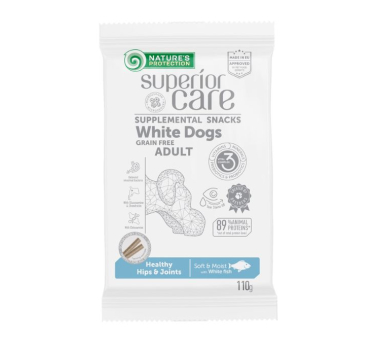 Беззернові ласощі з білою рибою для дорослих собак всіх порід Nature's Protection Superior Care White Dogs Healthy hips &amp; joints, 110г