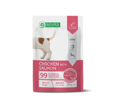 Nature’s Protection Adult Skin&amp;Coat Chicken with Salmon Вологий корм для собак для здорової шкіри та шерсті з куркою і лососем, 100 г