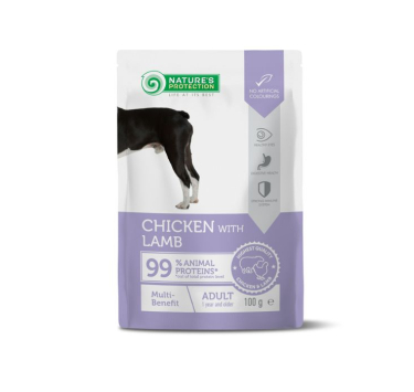 Nature’s Protection Adult Multi-benefit Chicken with Lamb Вологий корм для собак мульті-користь з куркою і ягням, 100 г
