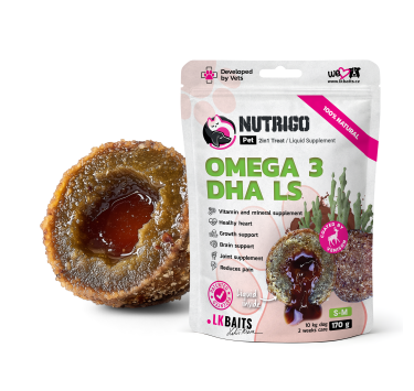 LK Baits Pet Nutrigo Omega-3 Algae S-M Функціональні ласощі для собак середніх порід з олією водоростей (Ø 20 мм), 170 г