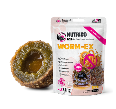 LK Baits Pet Nutrigo Worm-Ex S-M Функціональні ласощі для собак середніх порід з рослинним комплексом для кишківника (Ø 20 мм), 170 г