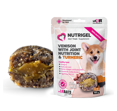 LK Baits Pet Nutrigel Wild Game S-M Функціональні ласощі для собак для суглобів з дичиною та куркумою (Ø 15 мм), 150 г