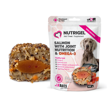 LK Baits Pet Nutrigel Salmon L-XL Функціональні ласощі для собак великих порід для суглобів з лососем та Omega-3 (Ø 18 мм), 200 г