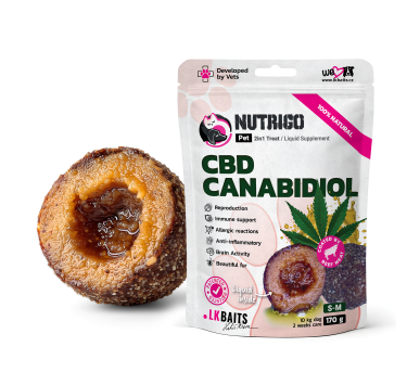 LK Baits Pet Nutrigo CBD S-M Функціональні ласощі для собак середніх порід з конопляною олією (Ø 20 мм), 170 г