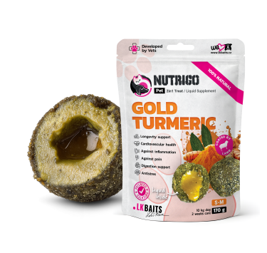 LK Baits Pet Nutrigo Gold Turmeric S-M Функціональні ласощі для собак середніх порід з куркумою (Ø 20 мм), 170 г