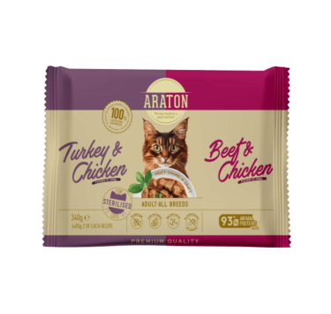 ARATON Sterilised Cats Set Adult Сет вологого корму для стерилізованих котів, 4x85 г
