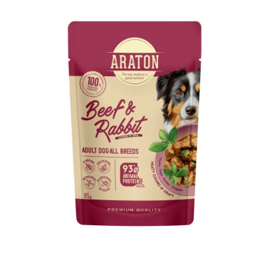 ARATON Adult with Beef and Rabbit Вологий корм для дорослих собак з яловичиною і кроликом, 85 г