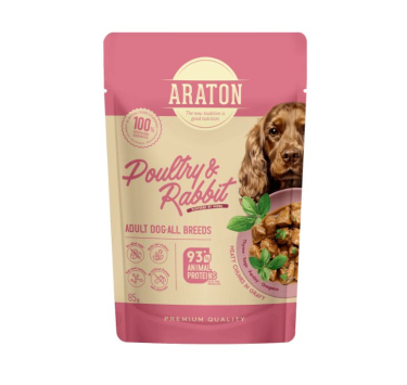 ARATON Adult with Poultry and Rabbit Вологий корм для дорослих собак з м'ясом птиці і кроликом, 85 г