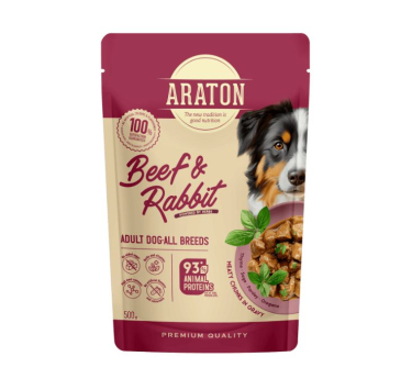 ARATON Adult with Beef and Rabbit Вологий корм для дорослих собак з яловичиною і кроликом, 500 г