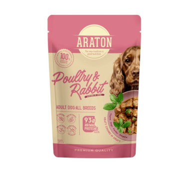 ARATON Adult with Poultry and Rabbit Вологий корм для дорослих собак з м'ясом птиці і кроликом, 500 г