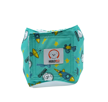 MISOKO&amp;CO підгузки багаторазові для кобелів, з ракетами, м'ятний колір, розмір S, 1 шт.
