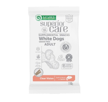 Беззернові ласощі з лососем для дорослих собак всіх порід Nature's Protection Superior Care White Dogs Clear Vision, 110г