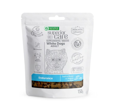 Ласощі з протеїном комах і рисом для дорослих собак усіх порід Nature's Protection Superior Care White Dogs Endurance, 150г