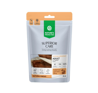 Nature's Protection Superior Care Rabbit Ears with Duck Filling Ласощі для собак кролячі вушка з начинкою з качки, 75 г