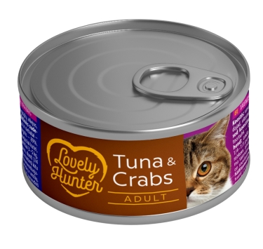 Вологий корм для дорослих котів із тунцем і крабом Lovely Hunter Adult cats with Tuna and Crab, 85 г