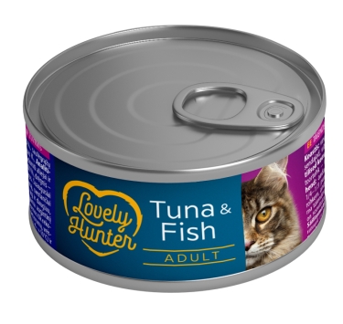 Вологий корм для дорослих котів із тунцем і білою рибою Lovely Hunter Adult cats with Tuna and Fish, 85 г