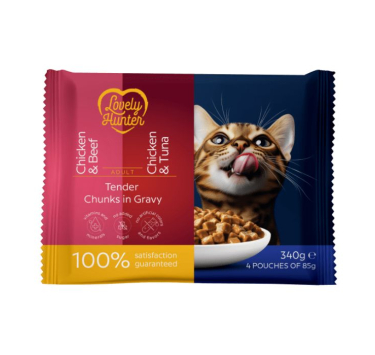 Lovely Hunter Cats Set Adult Сет вологого корму для дорослих котів, 4x85 г