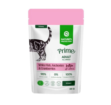 Nature's Protection Prime Urinary Adult Cats White Fish, Anchovies and Cranberries Вологий корм для котів для підтримки сечовидільної системи з білою рибою, анчоусами і журавлиною, 85 г